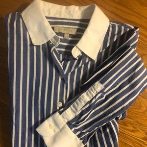 Blue and White Striped Women's Top
